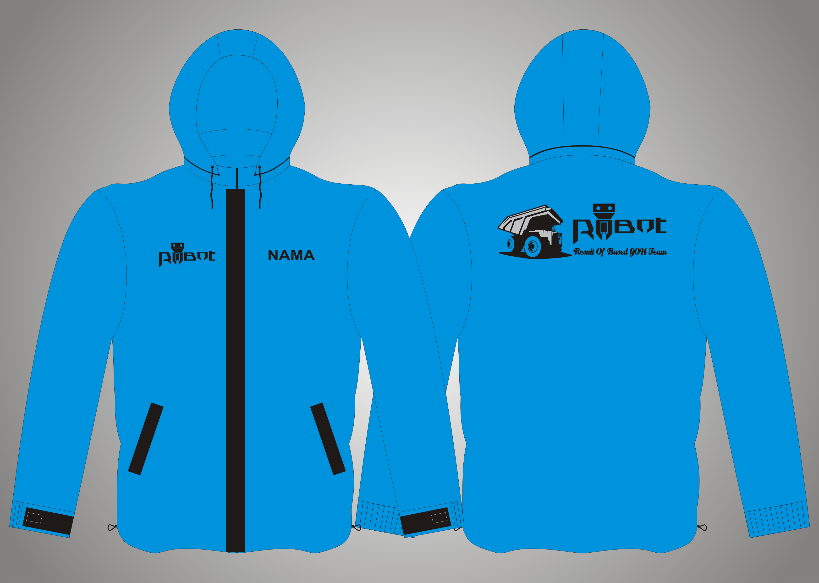 Jaket Hoodie Taslan Waterproof, Robot